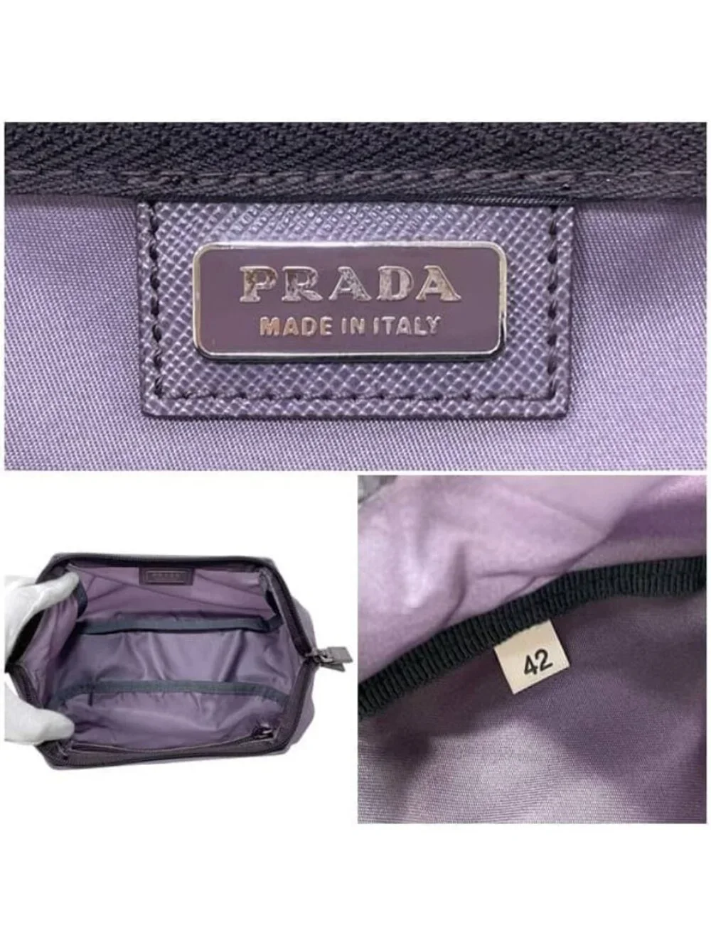 Prada Pouch Purple Mirtillo Vala Case Nylon 42 Zipper